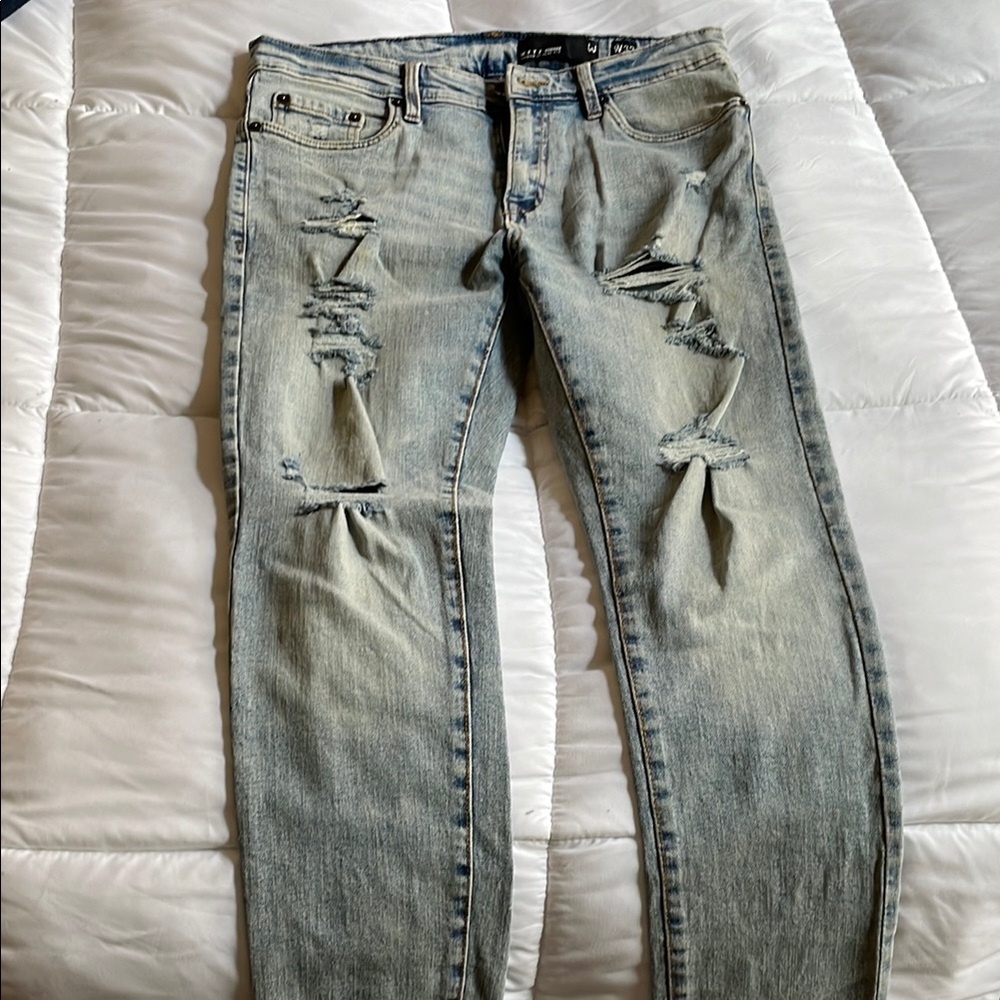 Nomad Blue Skinny Jeans with Distressed Rips